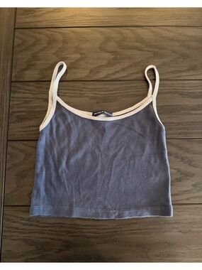 Brandy Melville Blue Crop Tank with Cream Trim